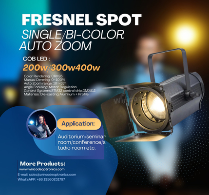 سعر جيد 150W 200W LED Fresnel الدافئ الأبيض البارد الأبيض LED Spotlight ضوء الاستوديو الانترنت